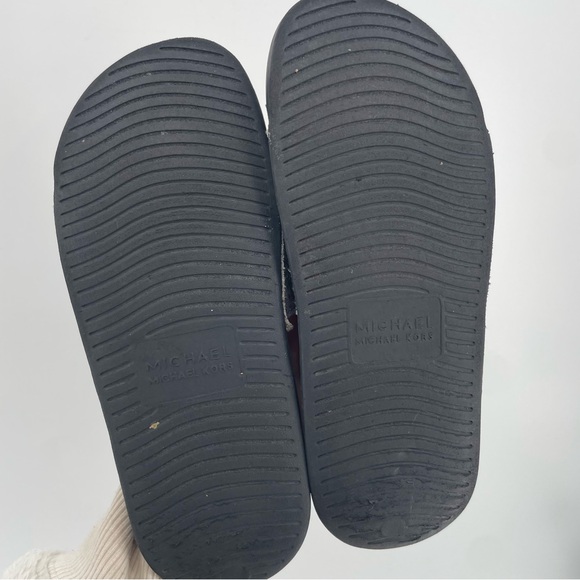 Michael Kors Girl’s Slide Sandals Silver Rhinestones MK Logo 3 - Picture 7 of 9